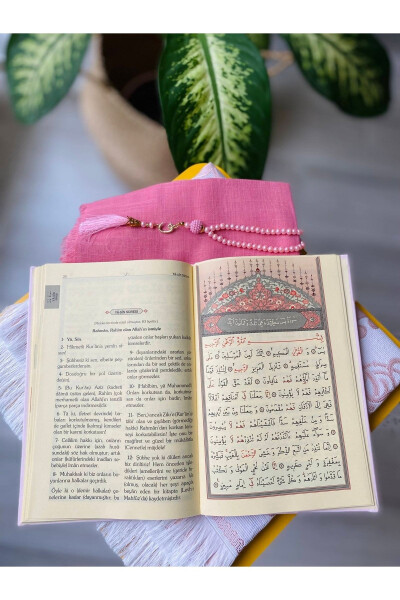 Thermo Leather Yasin Book with Prayer Rug and Scarf Luxury Mevlid Gift Set Y220 Pink - 2