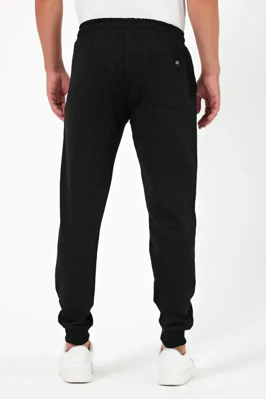 Thick Black-Navy Blue-Gray-Anthracite Men's 4-Piece Sweatpants Jogger Back Pocket Elastic Hem Regular Fi-Black - 7