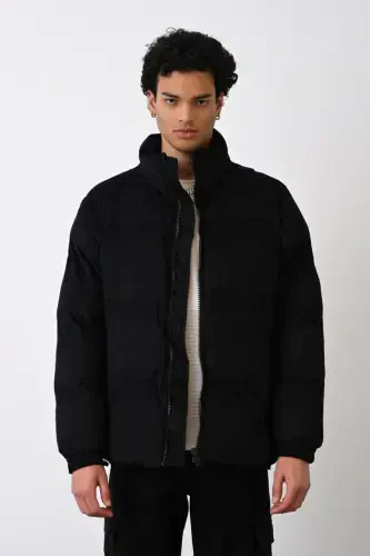 Thick Corduroy Puffer Jacket - İLKCET MODA (1)