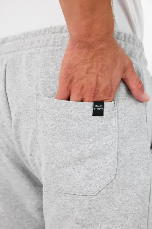 Thick Gray Men's Sweatpants Jogger Back Pocket Cuffed Regular Fit Unbrushed-Gray - 5