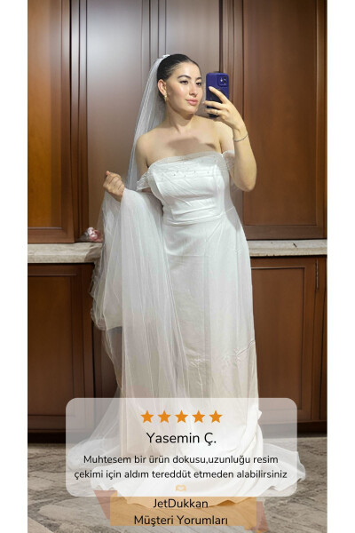 Thick Long Veil Simple 2.5 Meter Length 3 Meter Width Thick Veil Plain - Tulle, Off White - 24