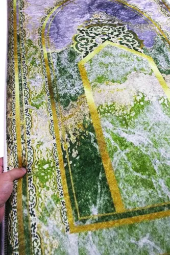 Thick Sponge Soft Prayer Rug Washable Dowry Gift Green Marble (70X120CM) - CARPETELLA (1)