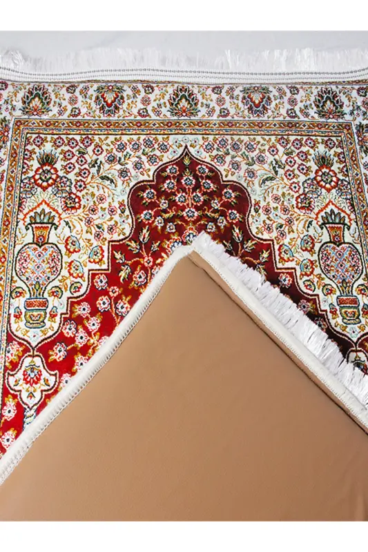 Thick Sponge Soft Prayer Rug Washable Dowry Gift Prayer Mat Red Classic (70X120CM) - 5