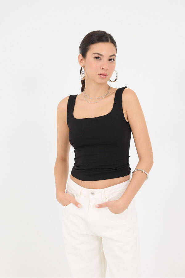 Thick Strap Square Neck Tank Top A1560-W13 - 5
