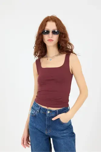 Thick Strap Square Neck Tank Top A1560-W13-S.BORDO - 1