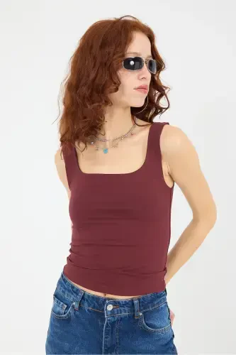 Thick Strap Square Neck Tank Top A1560-W13-S.BORDO - 5