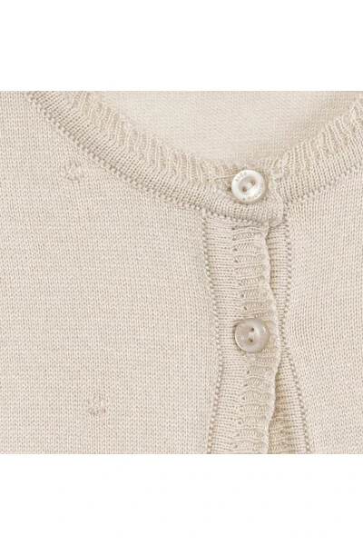 Thin Knit Baby Girl Pompom Cardigan Beige - 3