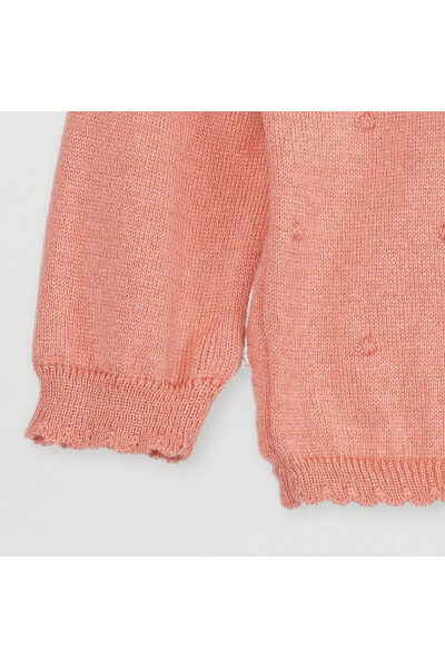 Thin Knit Baby Girl Pompom Cardigan SALMON - 4