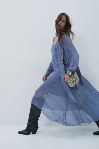 Thin, lace-up dress. - H&M