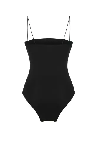 Thin Strapped Bodysuit Black 