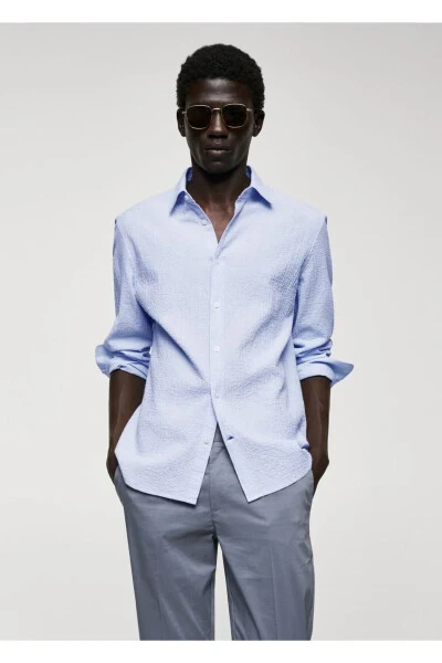 Thin Striped Gofre Cotton Shirt - 1