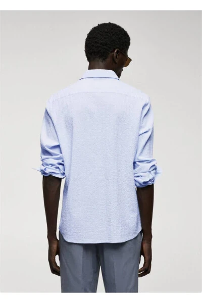 Thin Striped Gofre Cotton Shirt - 4