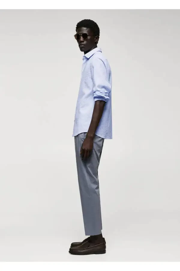 Thin Striped Gofre Cotton Shirt - 6