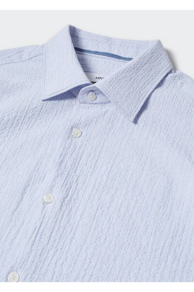 Thin Striped Gofre Cotton Shirt - 7