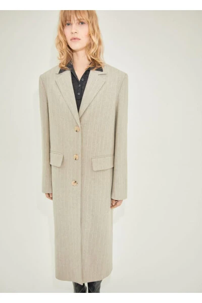 Thin Striped Wool Coat - MANGO
