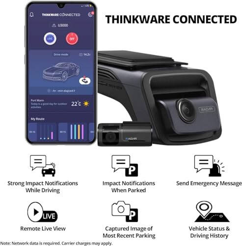 THINKWARE U3000 2 Kanallı 4K Ön Dash Cam, 2K Arka Kamera, STARVIS 2 Sensör Gece Görüşü, Araba Kamerası 5GHZ Wi-Fi GPS Radar Tamponlu Park Modu, Ücretsiz 64GB Kart, CPL Filtresi, Hız Kamerası Uyarıları, OBD Kablosu - 12