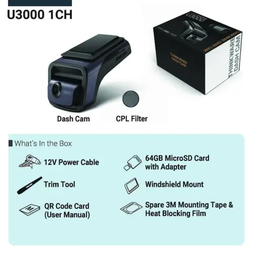 THINKWARE U3000 Ultra 4K Dash Cam Front STARVIS 2 Sensor Super Night Vision Dashcam for Car Camera 5GHZ WiFi GPS Radar Buffered Parking Mode CPL Filter Red Light Speed Camera Alerts Optional Rear Cam - 1