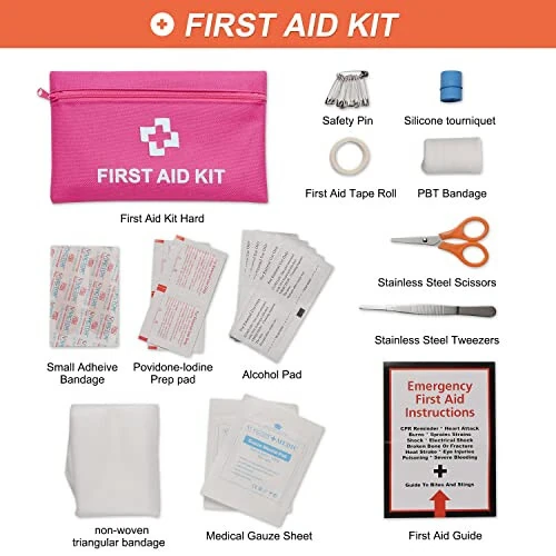 THINKWORK Car Emergency Kit for Teen Girl and Lady's Gifts, Pink Emergency Roadside Assistance kit with 10FT Jumper, First Aid Kit, Safety Hammer, Tow Rope, and More Ideal Pink Car Accessories Tool - 4