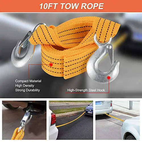 THINKWORK Car Emergency Kit for Teen Girl and Lady's Gifts, Pink Emergency Roadside Assistance kit with 10FT Jumper, First Aid Kit, Safety Hammer, Tow Rope, and More Ideal Pink Car Accessories Tool - 6