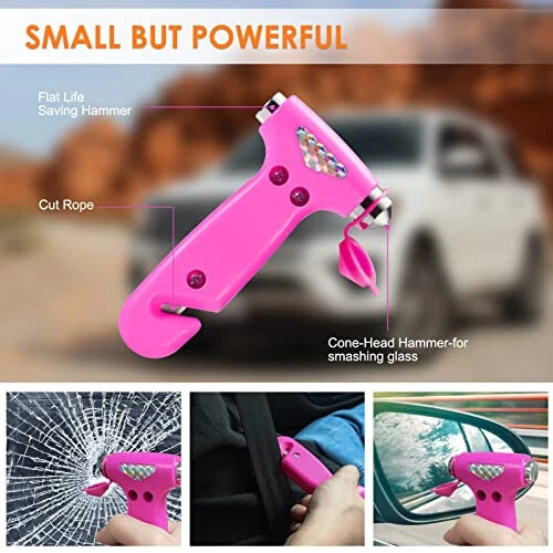 THINKWORK Car Emergency Kit for Teen Girl and Lady's Gifts, Pink Emergency Roadside Assistance kit with Digital Air Compressor, 10FT Jumper, First Aid Kit, and More Ideal Pink Car Accessories Tool -E7 - 6