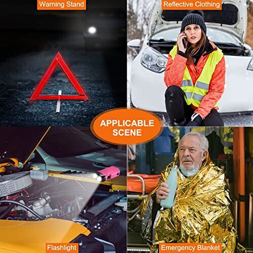 THINKWORK Car Emergency Kit for Teen Girl and Lady's Gifts, Pink Emergency Roadside Assistance kit with Pink Car Tool Set, 10FT Jumper, First Aid Kit, and More Ideal Pink Car Accessories Tool - E8 - 6