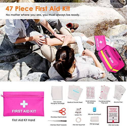 THINKWORK Car Emergency Kit for Teen Girl and Lady's Gifts, Pink Emergency Roadside Assistance kit with Pink Car Tool Set, 10FT Jumper, First Aid Kit, and More Ideal Pink Car Accessories Tool - E8 - 3