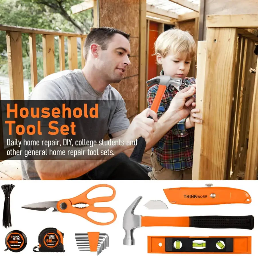 THINKWORK Orange Tool Set - 207 Piece Portable Home Repairing Tool Kit - 2
