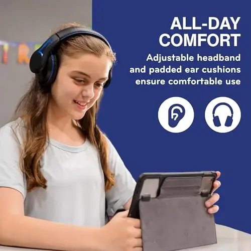 ThinkWrite Technologies TWT Audio Classroom Headphones – Duro 203 Over Ear Wired Headset for School, Students, Teachers, Durable Noise Reducing USB C for Kids, Testing & Learning - 5