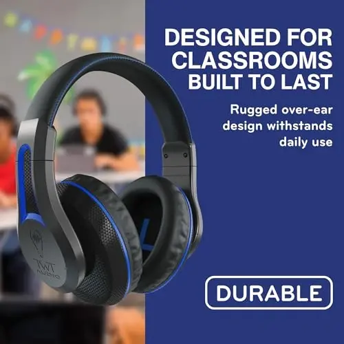 ThinkWrite Technologies TWT Audio Classroom Headphones – Duro 203 Over Ear Wired Headset for School, Students, Teachers, Durable Noise Reducing USB C for Kids, Testing & Learning - 2