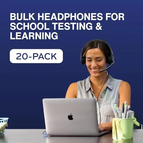 ThinkWrite Technologies TWT Audio Classroom Headphones – Duro 203 Over Ear Wired Headset for School, Students, Teachers, Durable Noise Reducing USB C for Kids, Testing & Learning - 3