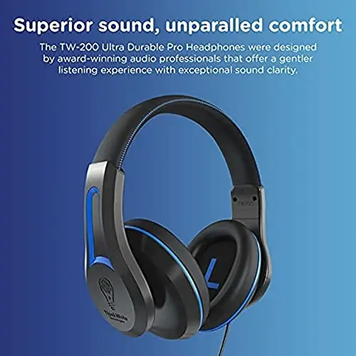 ThinkWrite Technologies TWT Audio Duro, TW200 | Premium Over-Ear Noise Reducing Wired Headphones (3.5mm Jack) - 2