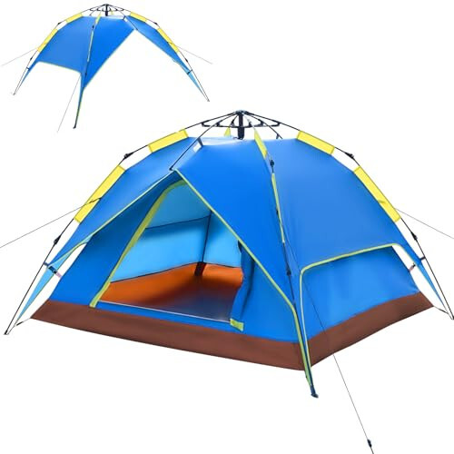 Thinlute Tents for Camping Instant Pop Up Tents, 3 Person Easy Setup Tent Automatic Tent with Removable Outer as Sun Shelter, Waterproof & Windproof Family Tents for Camping Outdoor Picnics Backyard - 3