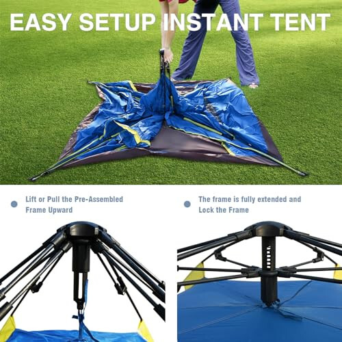 Thinlute Tents for Camping Instant Pop Up Tents, 3 Person Easy Setup Tent Automatic Tent with Removable Outer as Sun Shelter, Waterproof & Windproof Family Tents for Camping Outdoor Picnics Backyard - 5