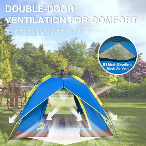 Thinlute Tents for Camping Instant Pop Up Tents, 3 Person Easy Setup Tent Automatic Tent with Removable Outer as Sun Shelter, Waterproof & Windproof Family Tents for Camping Outdoor Picnics Backyard - 6