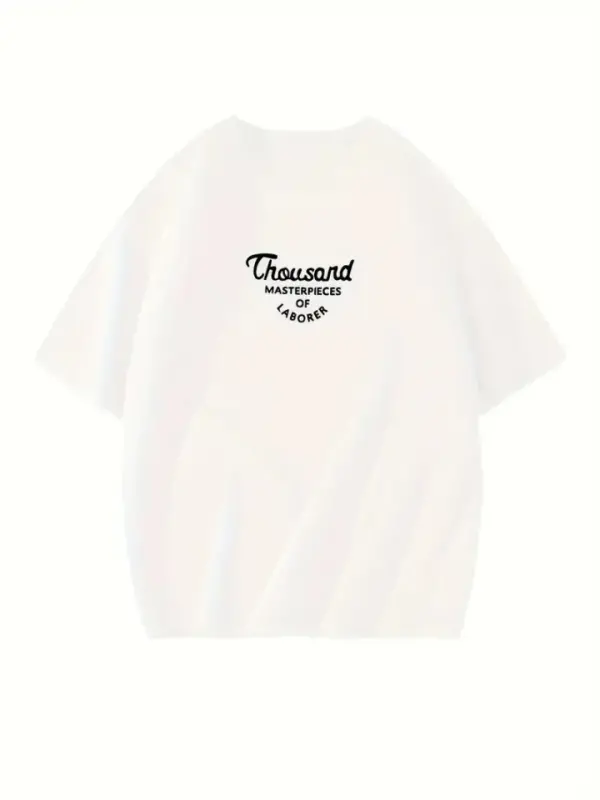 Thousand Baskılı Oversize Bisiklet Yaka T-shirt - Beyaz - 2