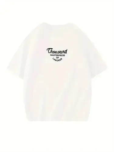 Thousand Printed Oversize Crew Neck T-shirt - White - BÜYÜKBEDENIZ (1)