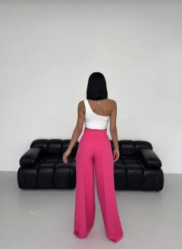 Three Button Detail Palazzo Pants - BÜYÜKBEDENIZ (1)