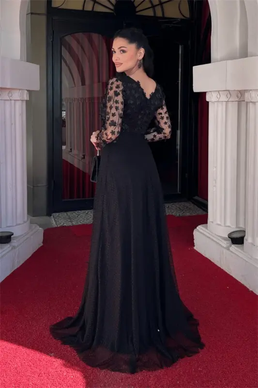 Three Dimensional Floral Dress - BLACK - 4