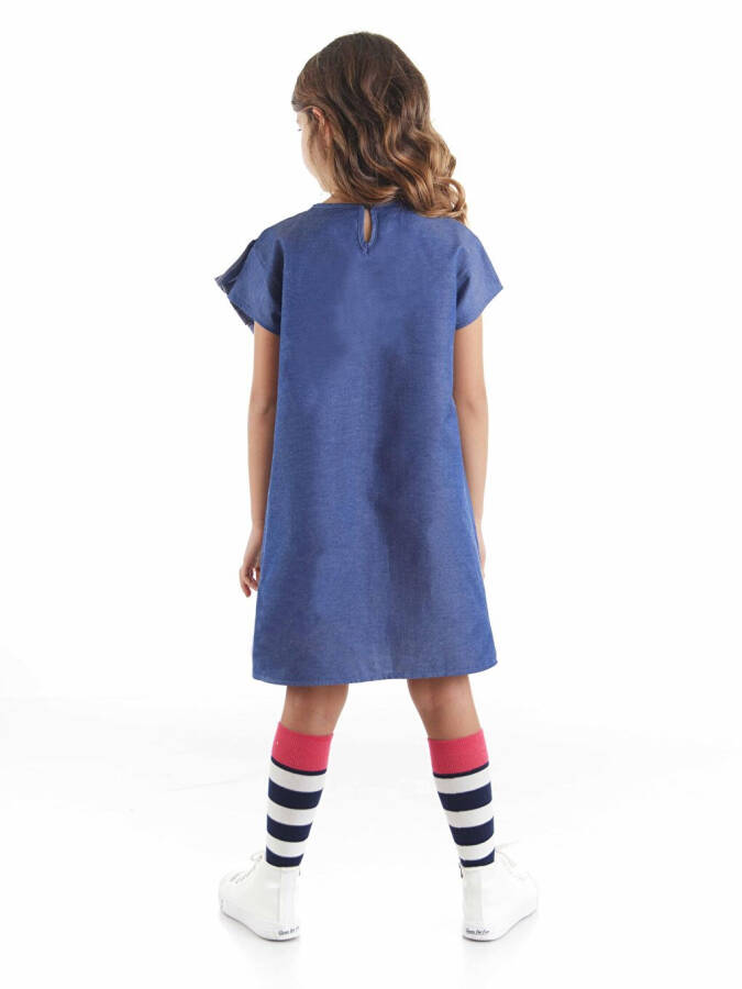 Three Friends Woven Girl's Blue Dress - 2