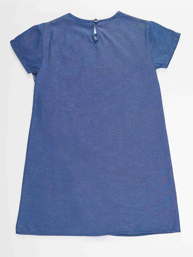 Three Friends Woven Girl's Blue Dress - 4