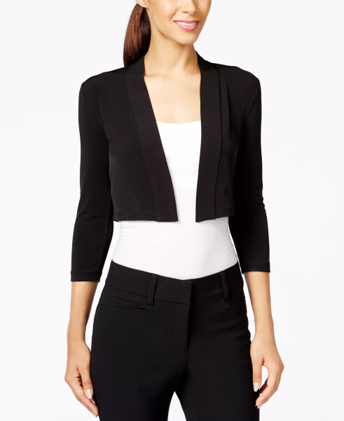 Three-Quarter-Sleeve Bolero Cardigan Black - 1