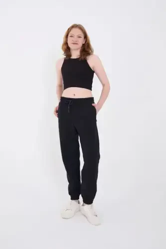 Three Thread Basic Elastic Waistband Sweatpants - Navy Blue - 1