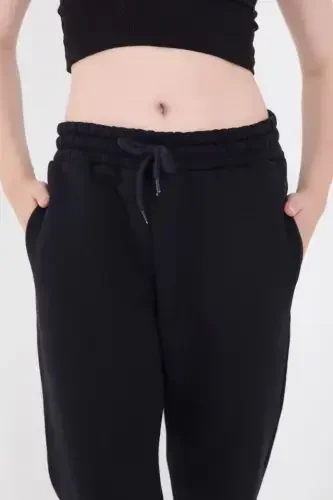 Three Thread Basic Elastic Waistband Sweatpants - Navy Blue - 3