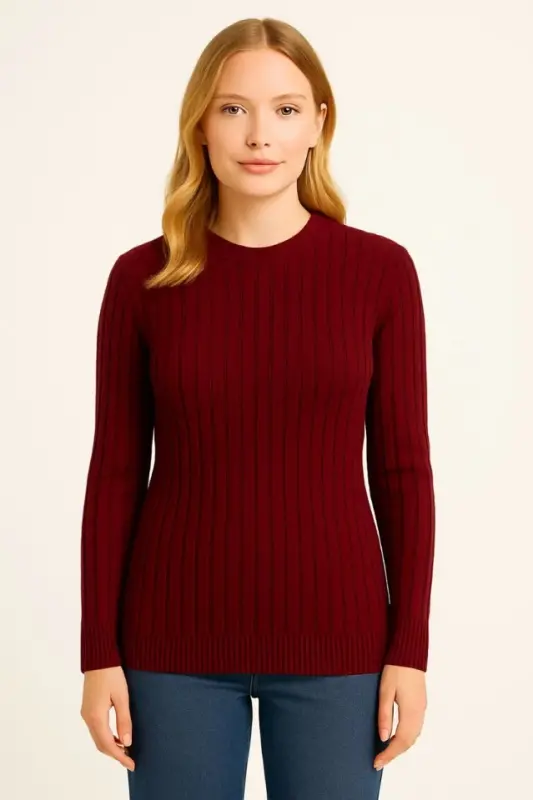 Three-Thread Plain Crew Neck Sweatshirt - Beige - 9
