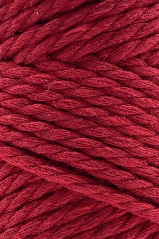 Three-Twist 250 Gram Cotton Carded Macrame Macrame Rope Hobby Yarn 3-Ply Red-Red - 2