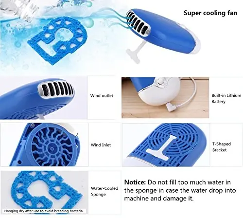 ThreeH Portable Mini Personal Fan Handheld USB Rechargeable Bladeless Air Conditioner Mute Electric Built-in Li-ion Battery Powered Desk Cooling Fan H-F015Black - 5