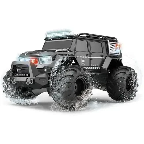 Threeking 1: 14 Waterproof Rc Police Cars Amphipious Remote Control Car SUV Truck Indoor Outdoor Toys with Police-Siren Lights for 6 7 8 9 10 11 12 Year Old Kids Boys Girls Gifts Presents - 2