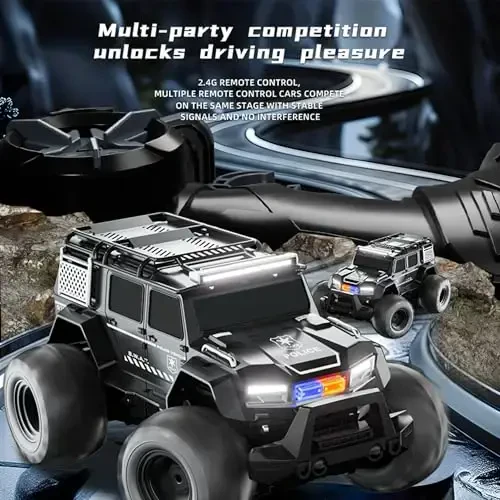Threeking 1: 14 Waterproof Rc Police Cars Amphipious Remote Control Car SUV Truck Indoor Outdoor Toys with Police-Siren Lights for 6 7 8 9 10 11 12 Year Old Kids Boys Girls Gifts Presents - 3