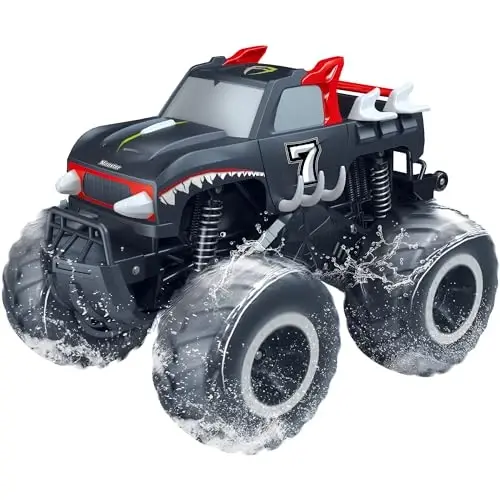Threeking 1: 16 Waterproof Monster Truck Pickup Toys RC Cars Remote Control Car Truck Toys 4WD All Terrain Off-Road Car Toy Gifts Presents 6 7 8 9 10 11 12 Year Old Kids Boys Girls Toys - 1