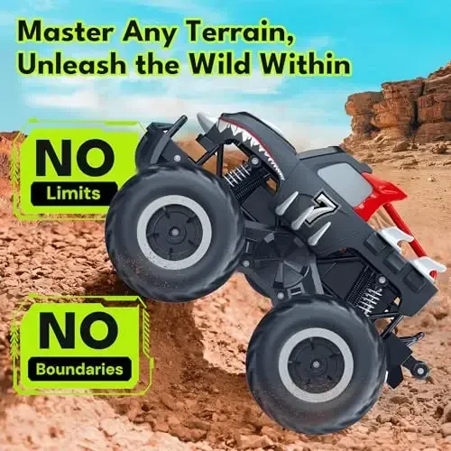 Threeking 1: 16 Waterproof Monster Truck Pickup Toys RC Cars Remote Control Car Truck Toys 4WD All Terrain Off-Road Car Toy Gifts Presents 6 7 8 9 10 11 12 Year Old Kids Boys Girls Toys - 4